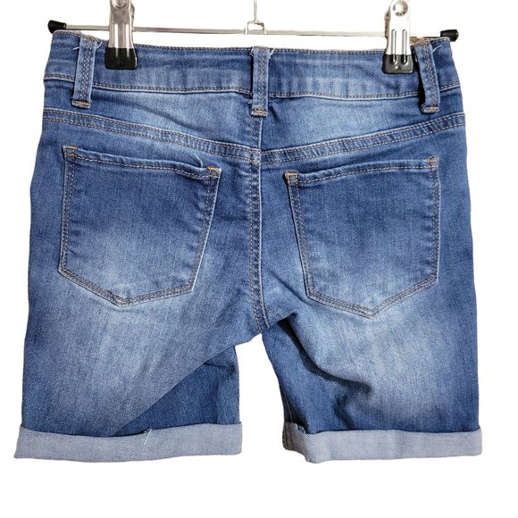 Kohls SO Girls Size 8 Medium Wash Cuffed Denim Shorts 1092 - Picture 2 of 4